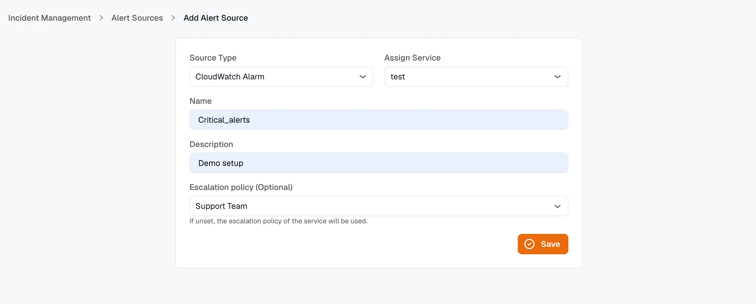 Create CloudWatch alert source