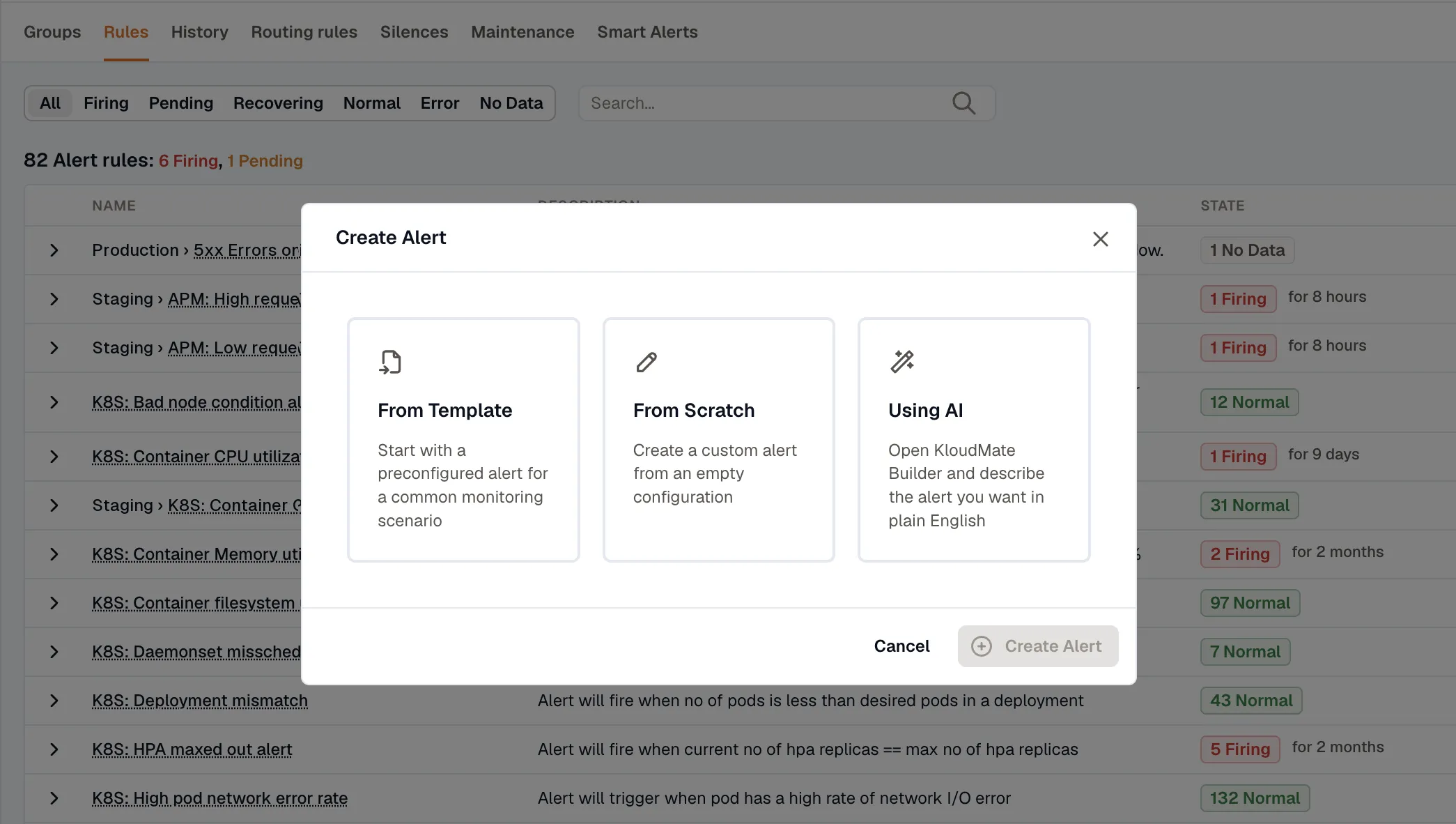 Create Alert dialog
