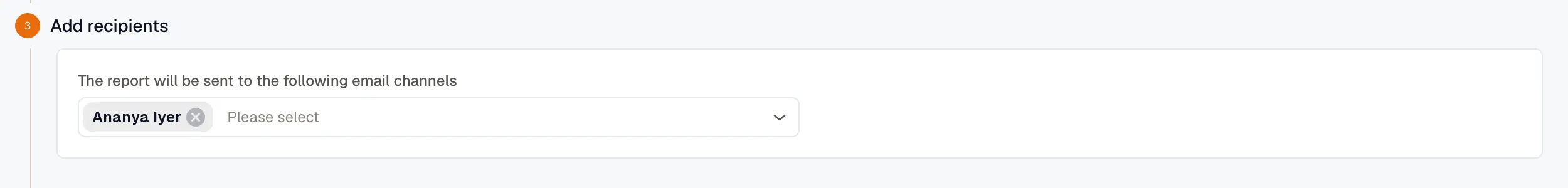 Recipients step with an email channel selected