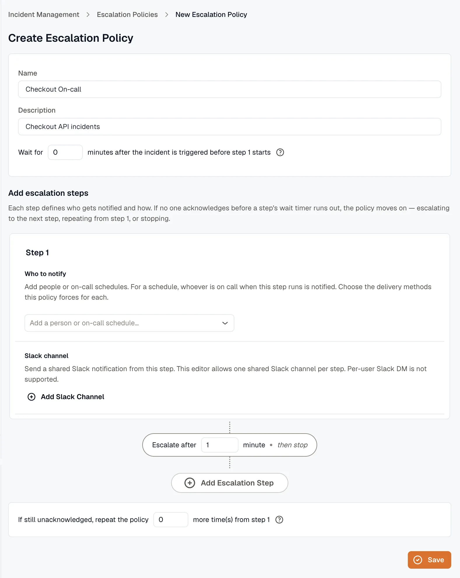 Escalation policy form