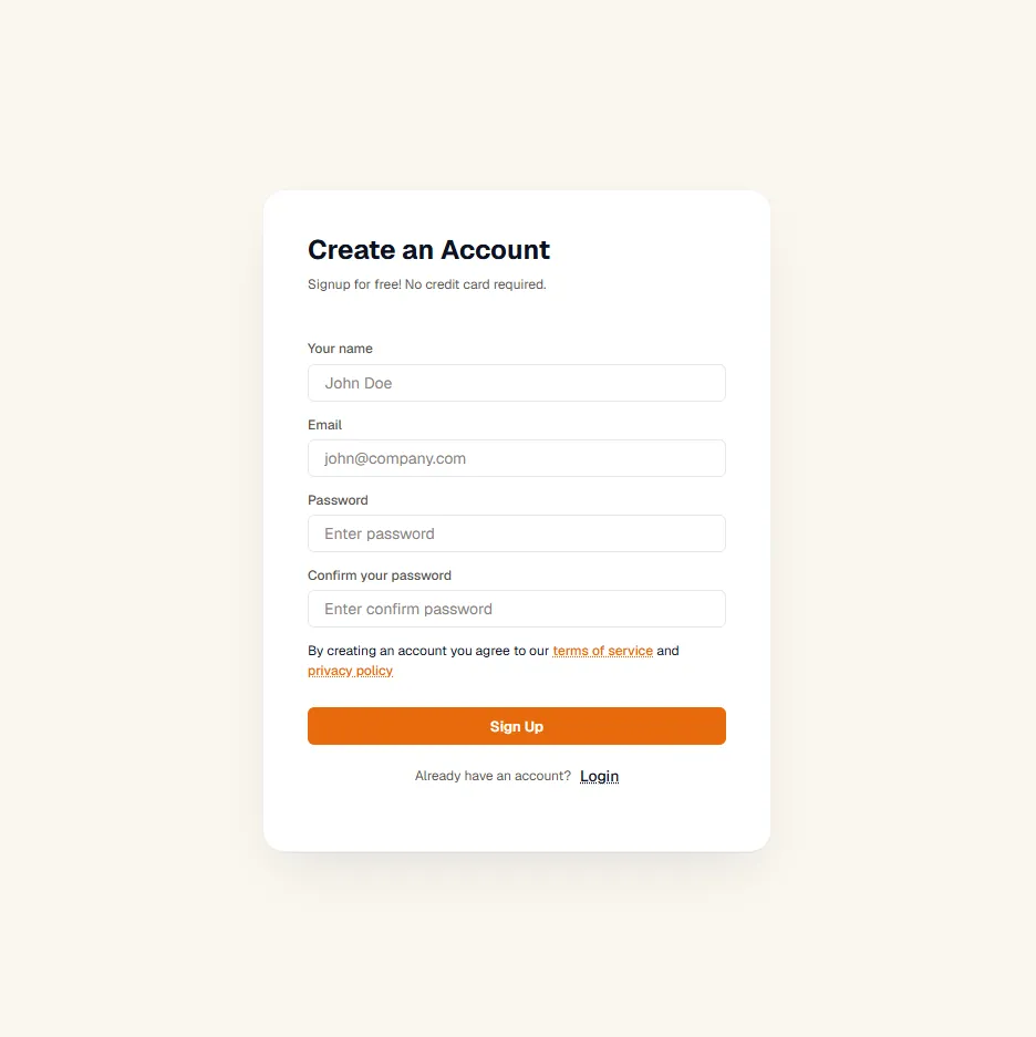 Signup form