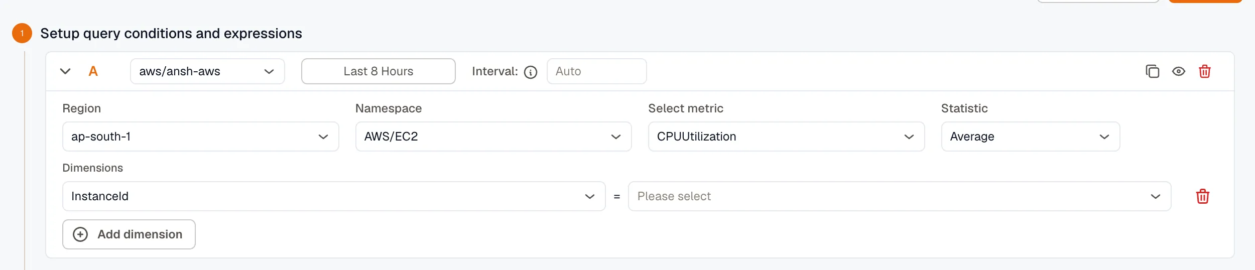 AWS CloudWatch query setup