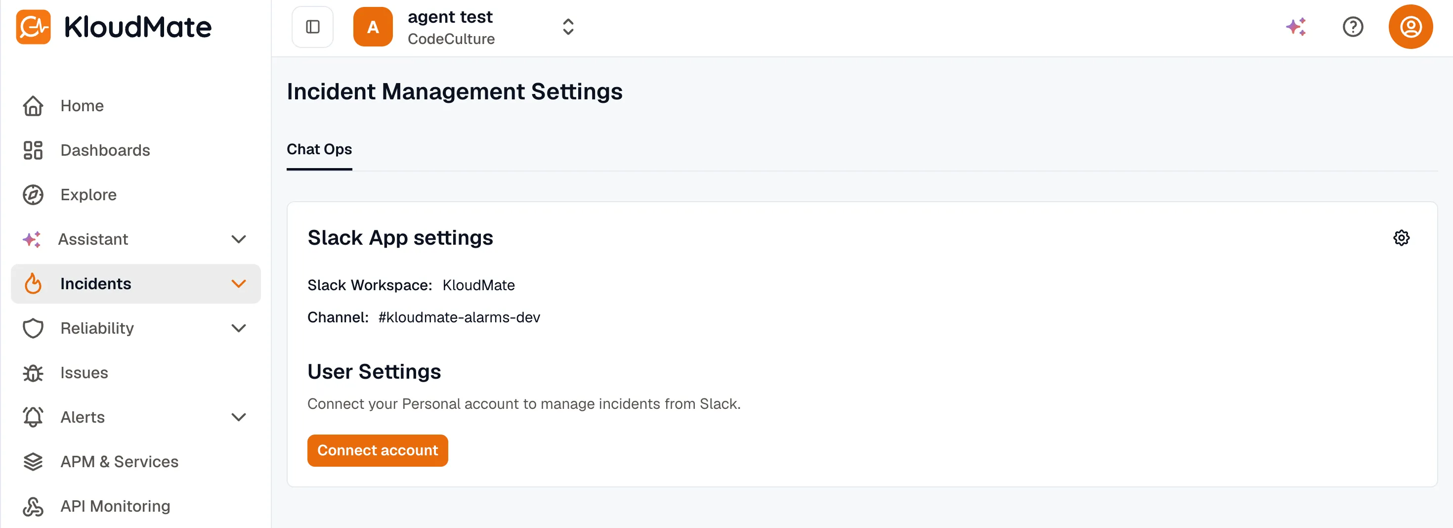 Slack Chat Ops settings