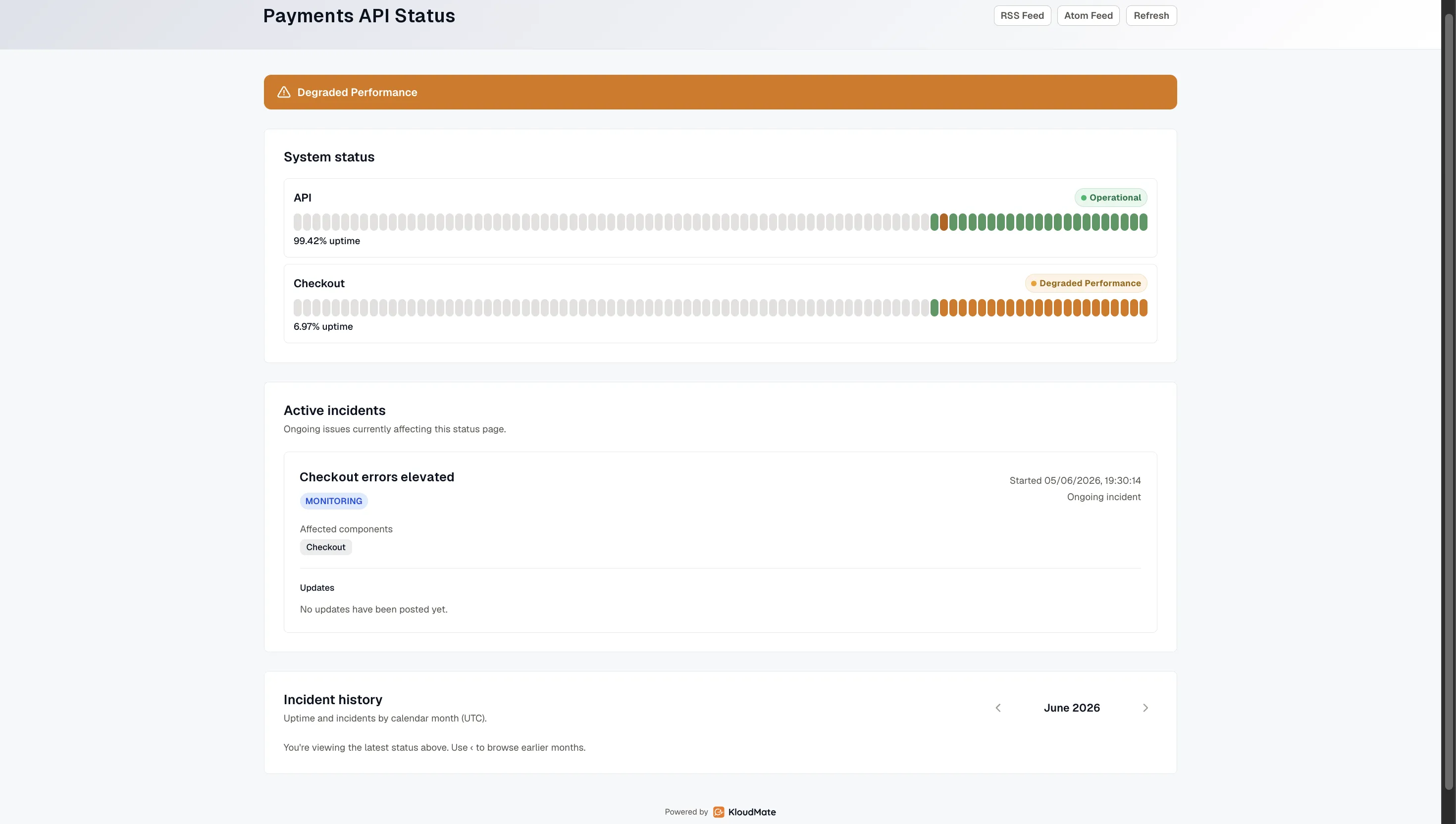 Public status page