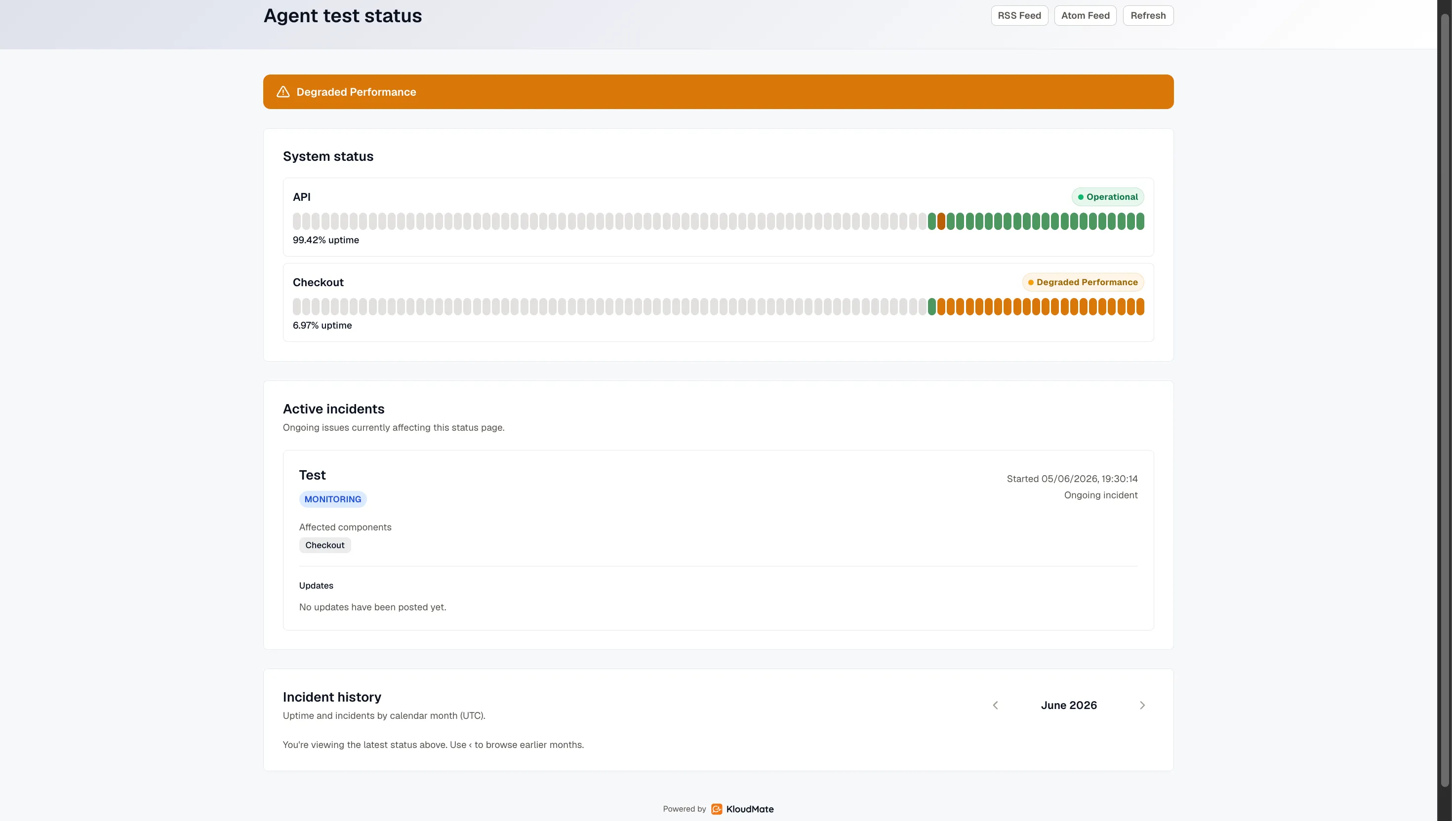 Public status page