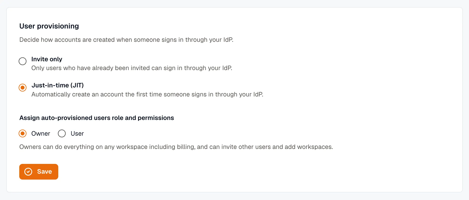 User provisioning options