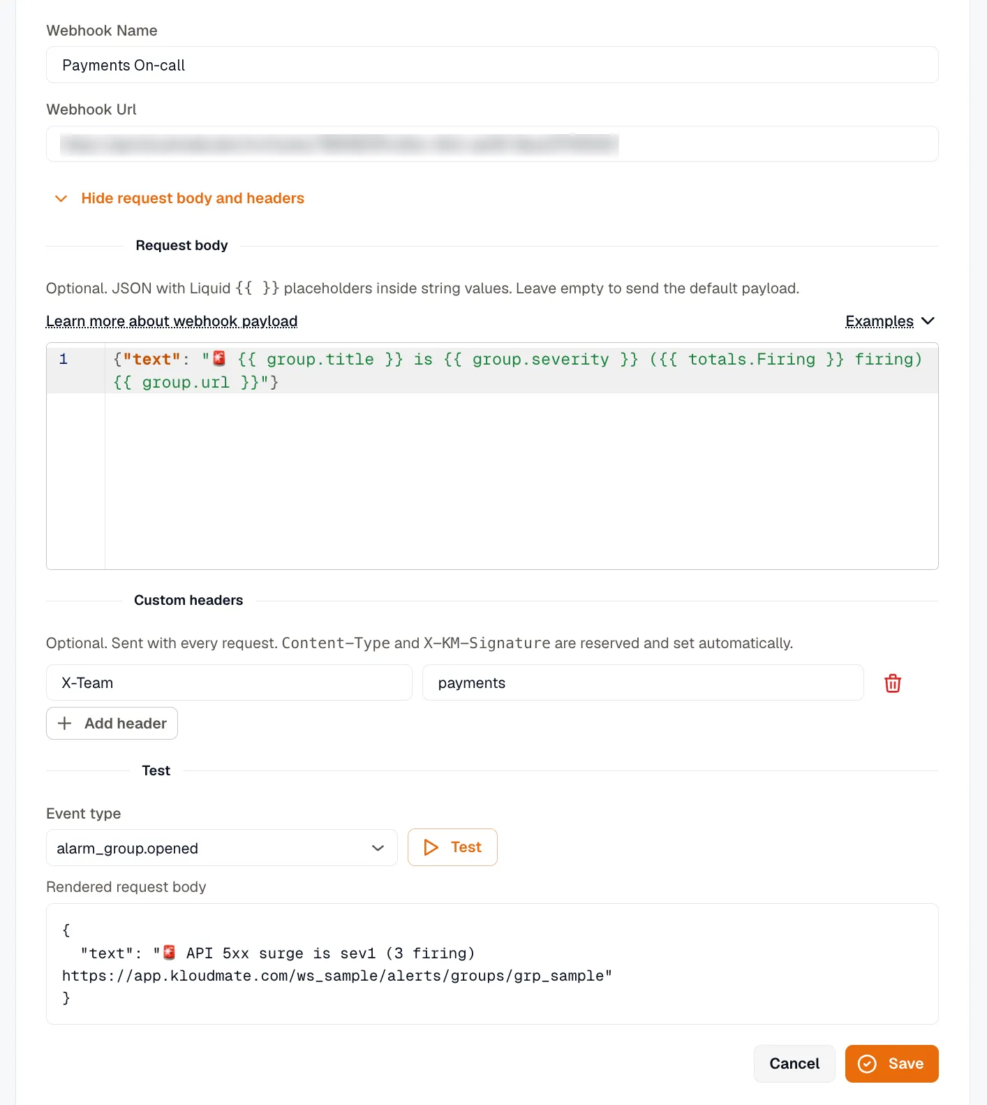 Webhook request body and headers