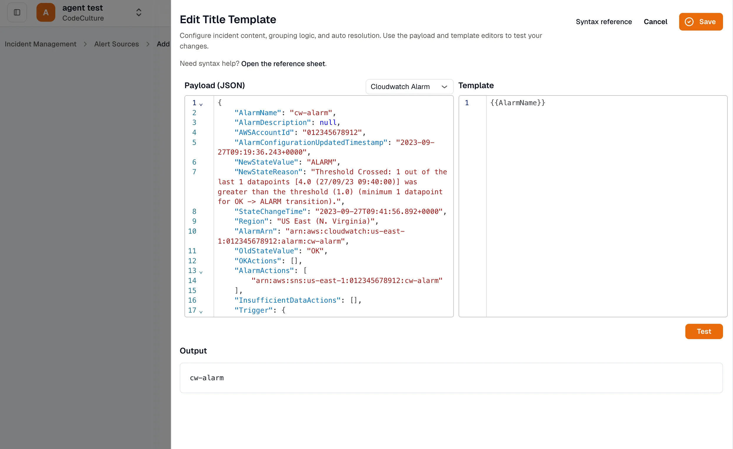 Template tester with rendered output